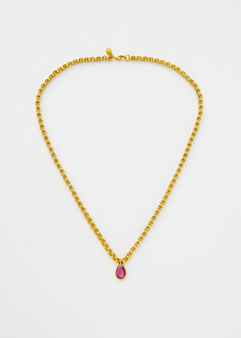 18kt Gold Ruby Solar Thread Chain Necklace