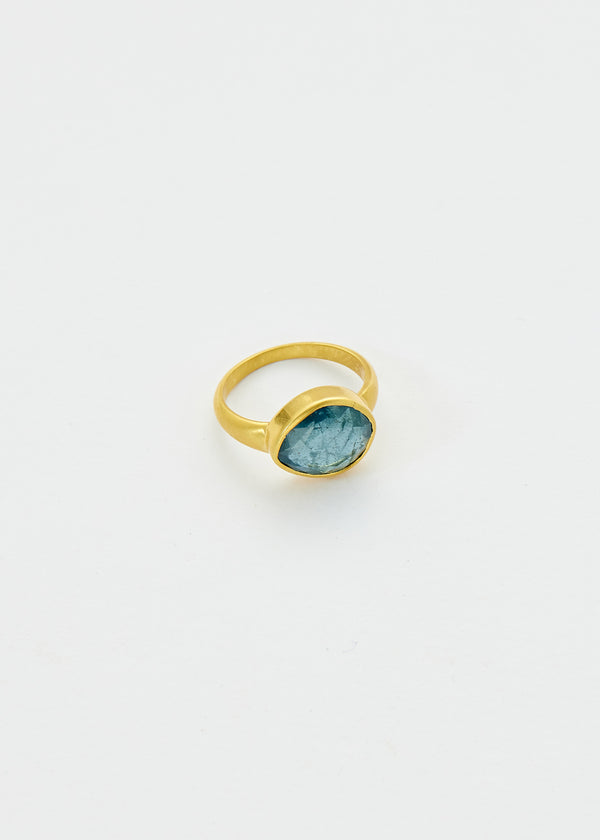 18kt Gold Santa Maria Aquamarine Greek Ring