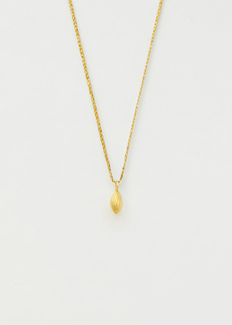 18kt Gold Seed Pendant on Cord