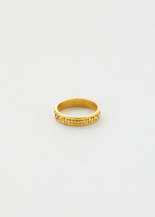 18kt Gold PSTM Myanmar Shway Woven Thin Ring