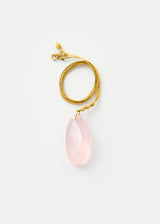 18kt Gold Pink Agra Rose Quartz Drill & Loop Amulet on Cord