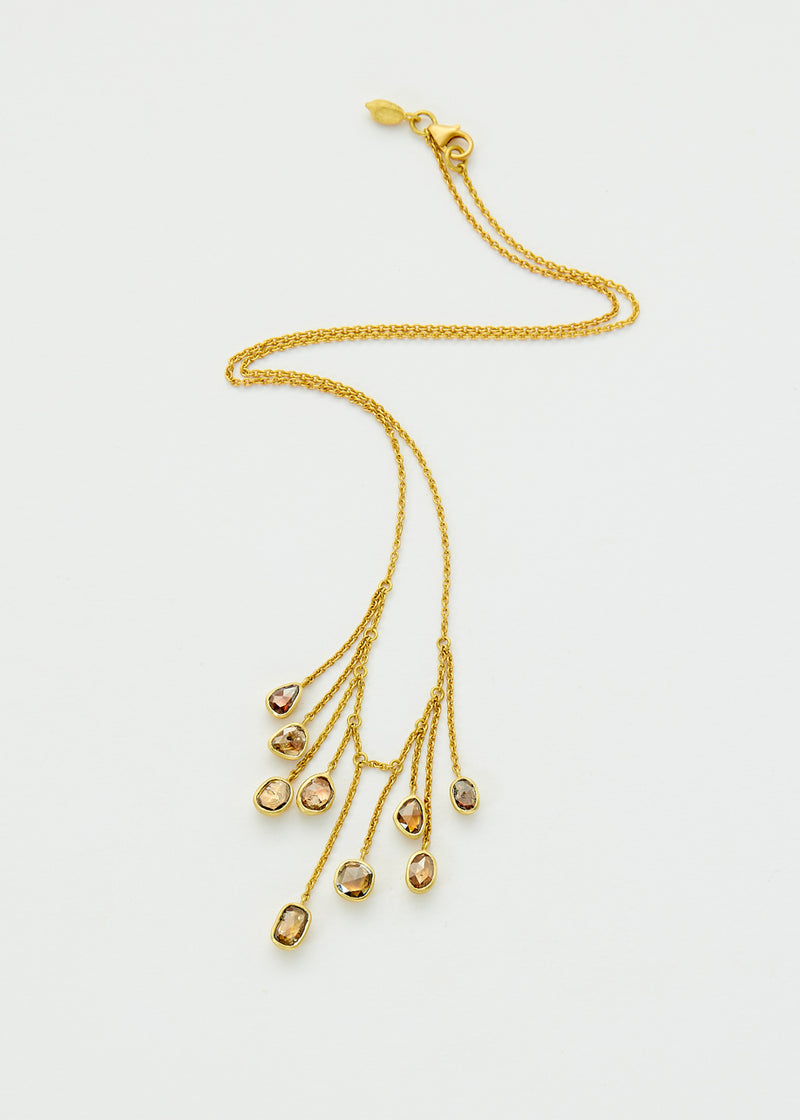 18kt Gold Foiled Back Diamonds Fringe Necklace