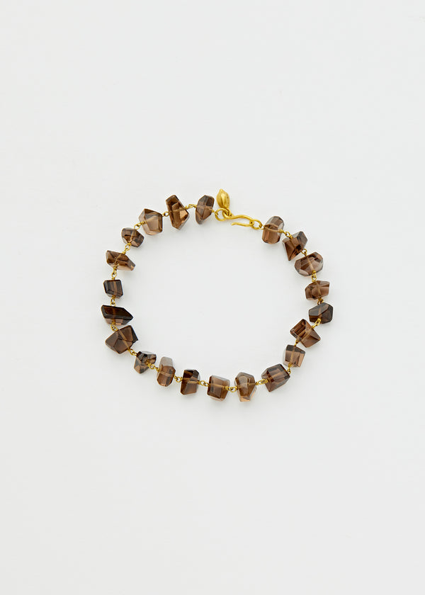 18kt Gold Smokey Quartz Drill & Loop Bracelet