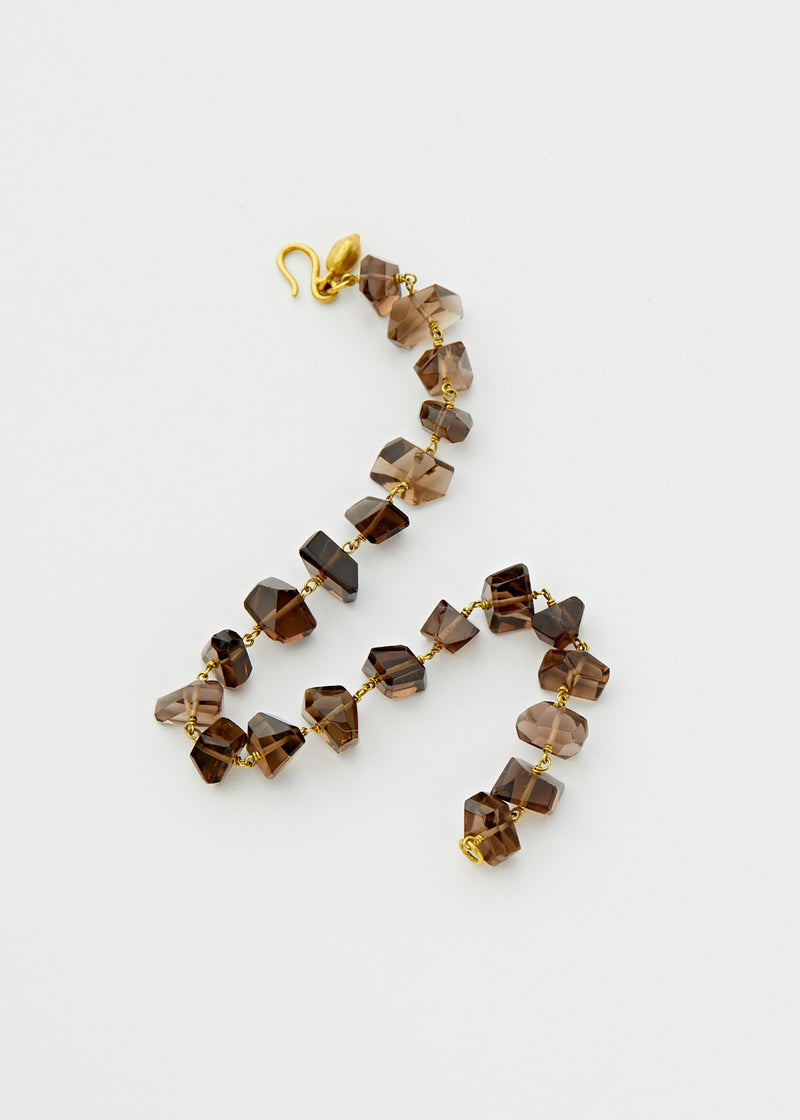 18kt Gold Smokey Quartz Drill & Loop Bracelet