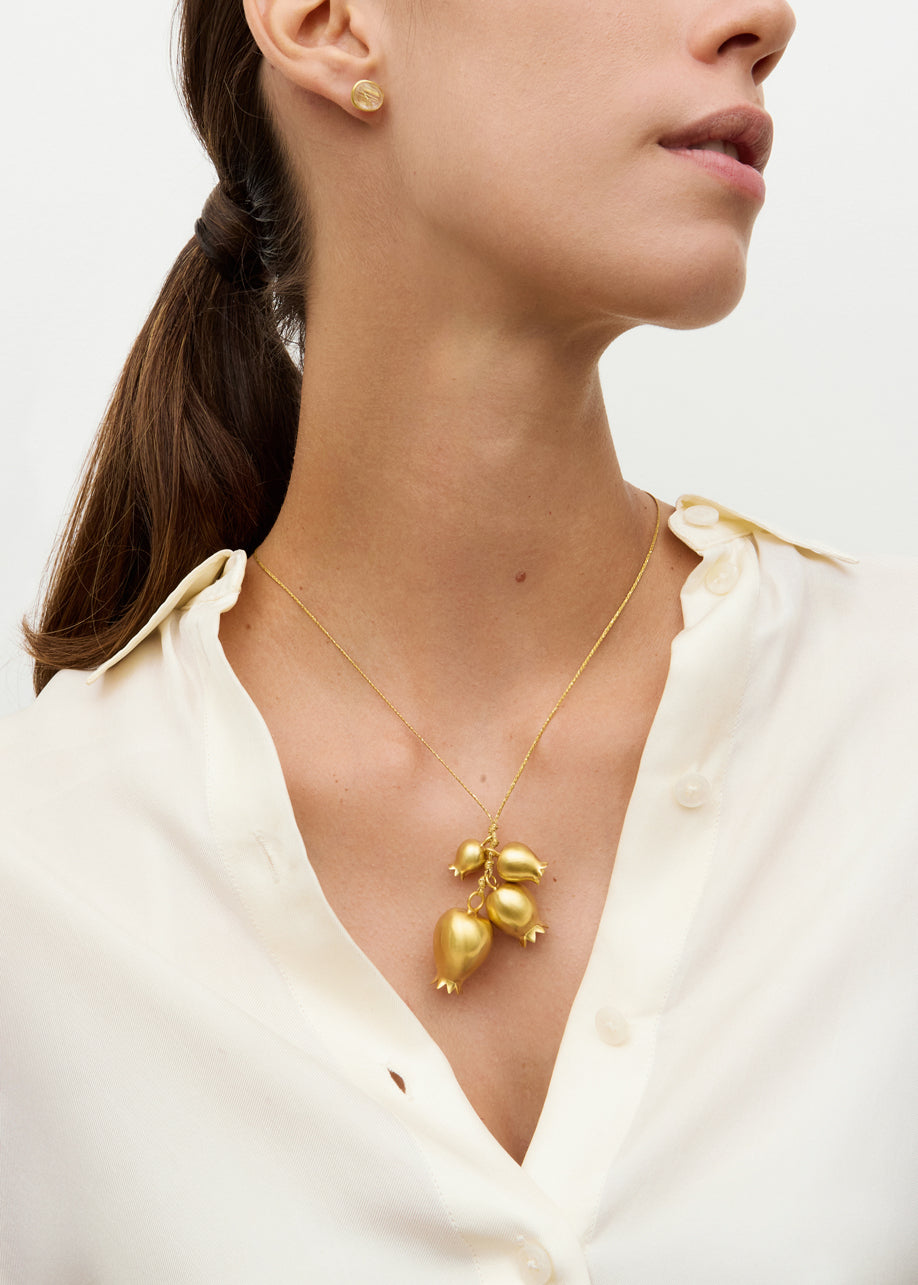 18kt Gold Sun's Rays Poppy Seed Cluster on Cord Pippa Small