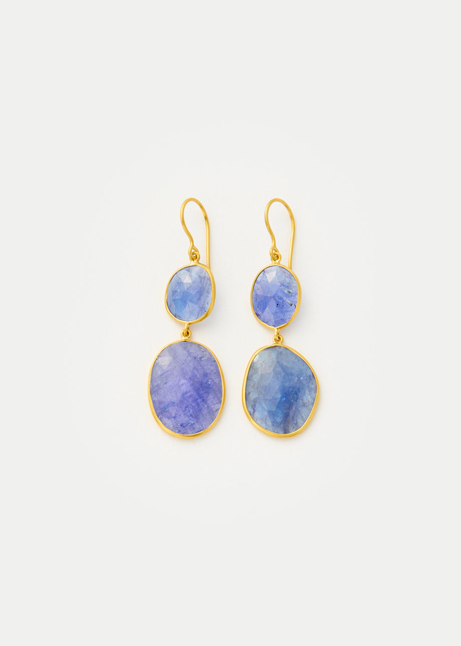 18kt Tanzanite Double Drop Earrings
