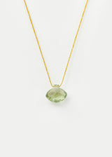 18kt Gold Bird Lament Green Amethyst Amulet on Cord