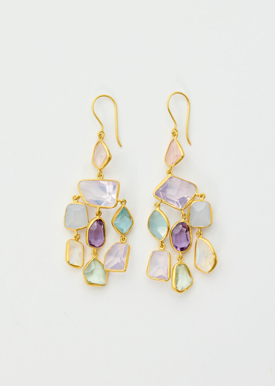 18kt Birds Lament Chandelier Earrings