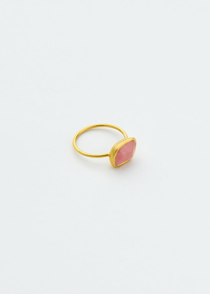 18kt Gold Birds Lament Rhodochrosite Cup Ring