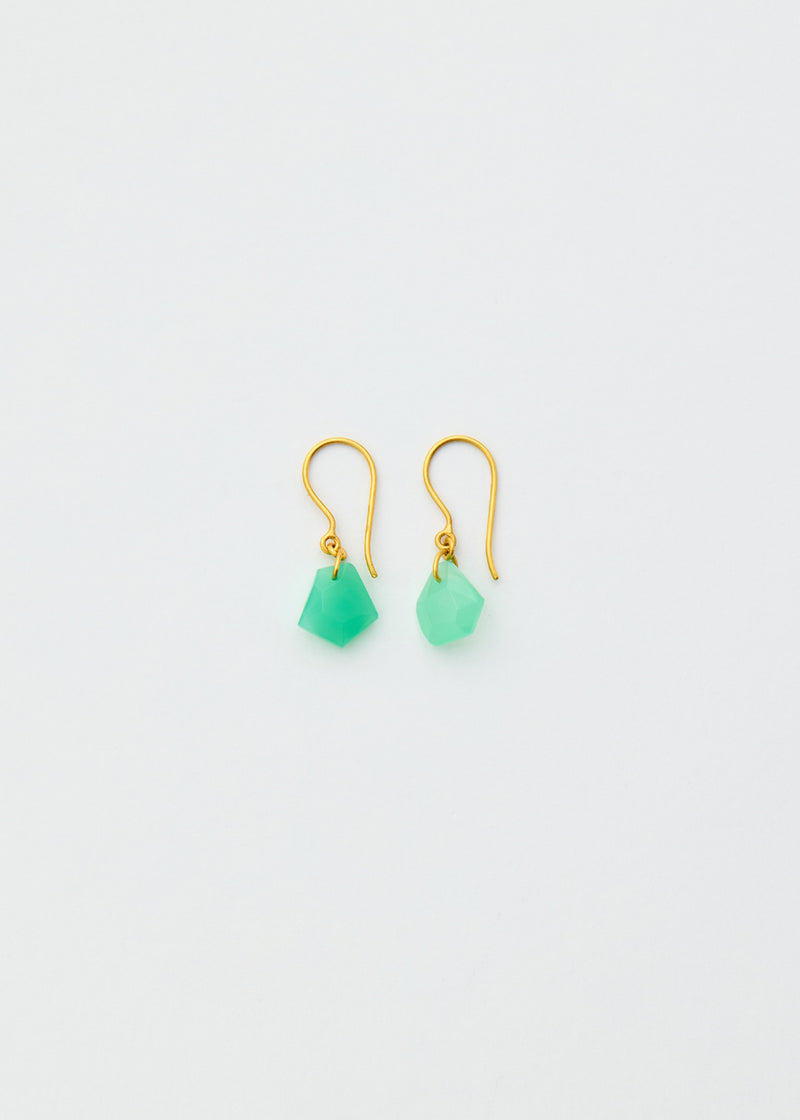 18kt Gold Birds Lament Chrysoprase Single Drop Earrings