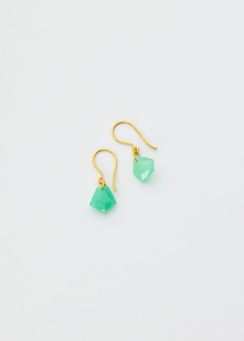 18kt Gold Birds Lament Chrysoprase Single Drop Earrings