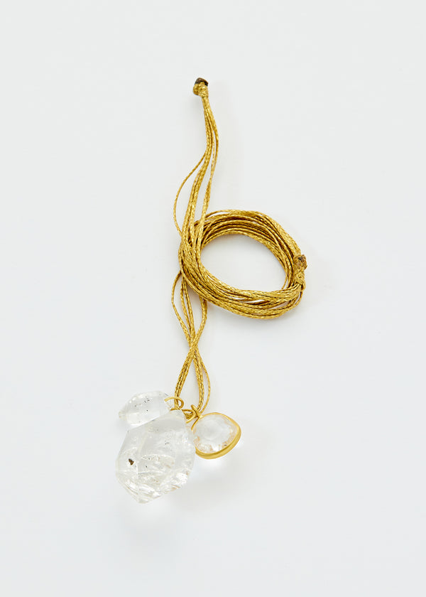 18kt Gold Theia Herkimer & Crystal Cluster on Cord
