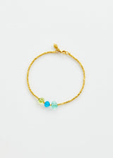 18kt Gold Three Stones Beaded Bracelet