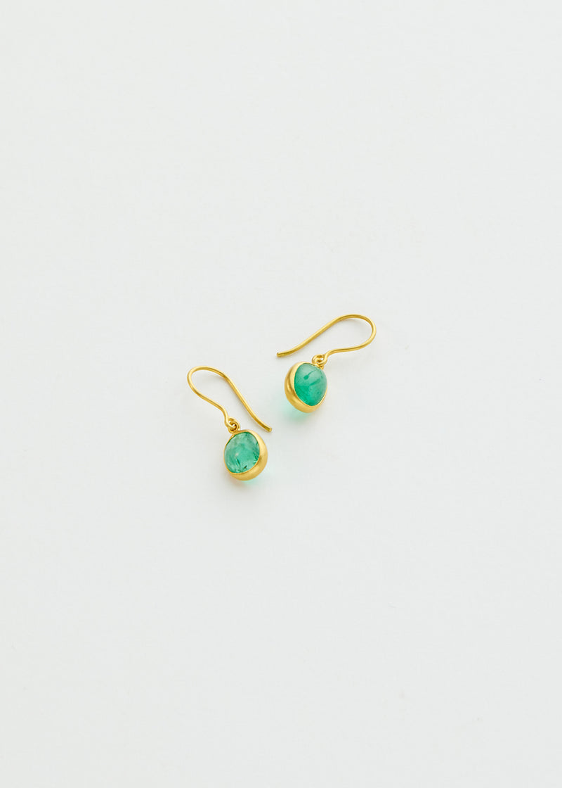 18kt Gold & Colombian Emerald Single Drop Earrings