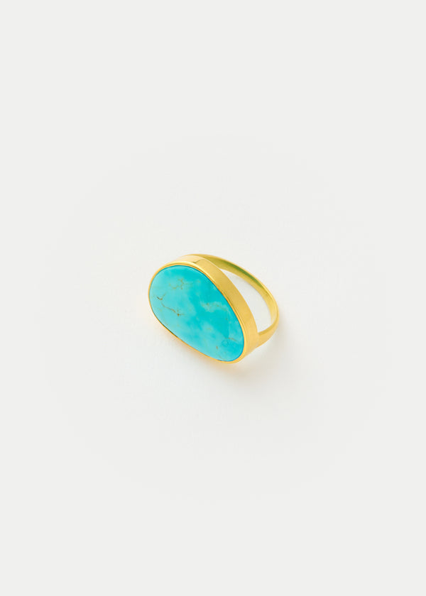 18kt Gold Turquoise Greek Ring