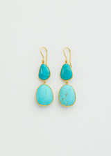 18kt Gold Turquoise Double Drop Earrings