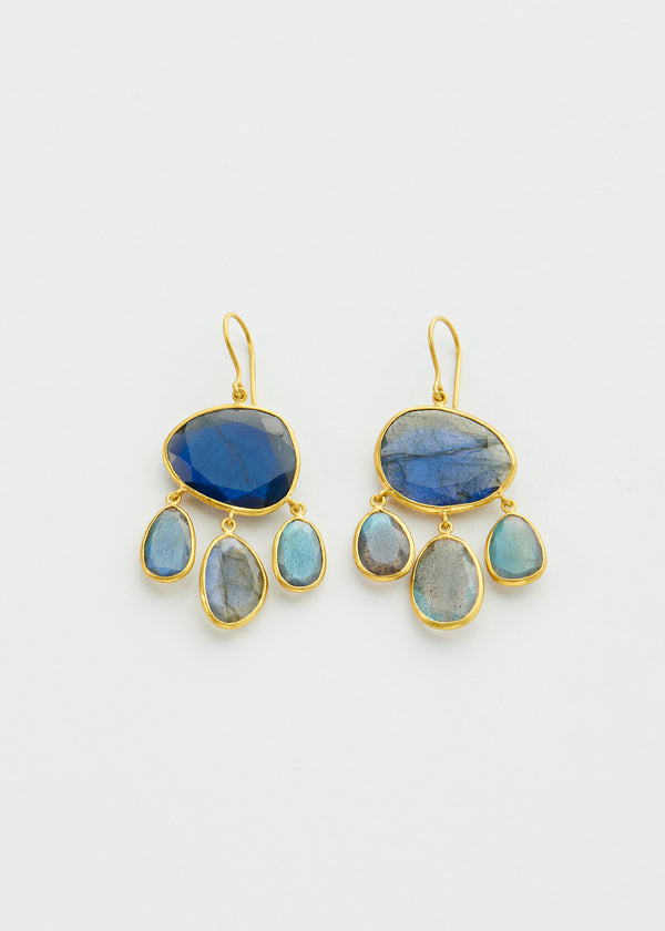 18kt Gold Labradorite Urchin Earrings