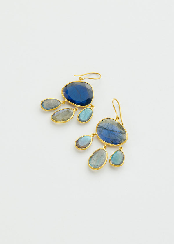 18kt Gold Labradorite Urchin Earrings