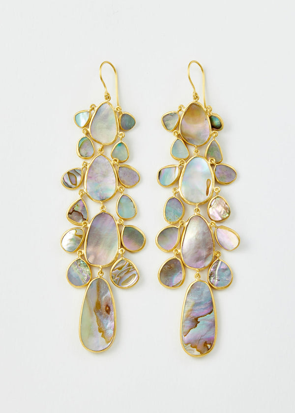 18kt Gold Venus Abalone Shell Chandelier Earrings