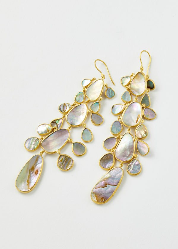 18kt Gold Venus Abalone Shell Chandelier Earrings