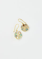 18kt Gold Venus Abalone Shell Single Drop Round Earrings