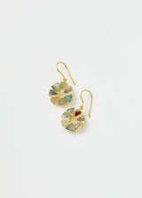 18kt Gold Venus Abalone Shell Single Drop Round Earrings