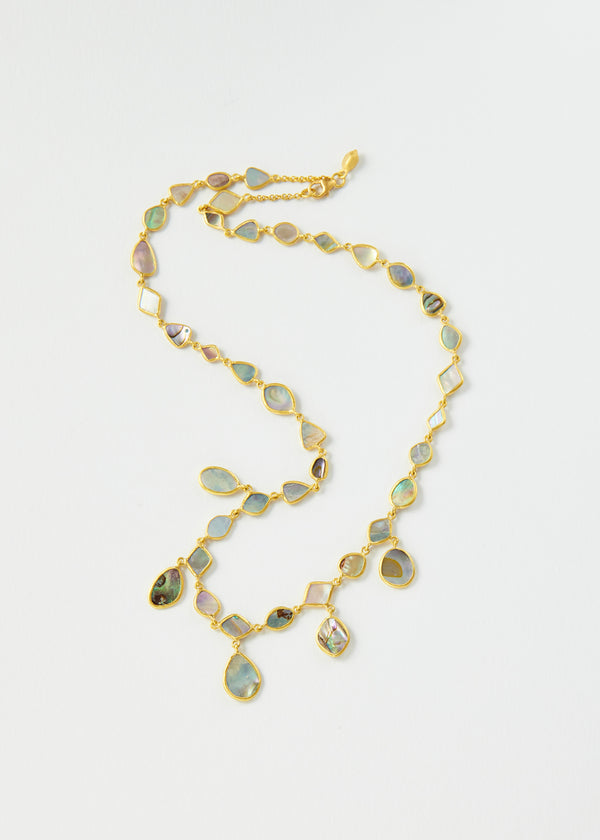 18kt Gold Venus Full Stone Abalone Shell Necklace