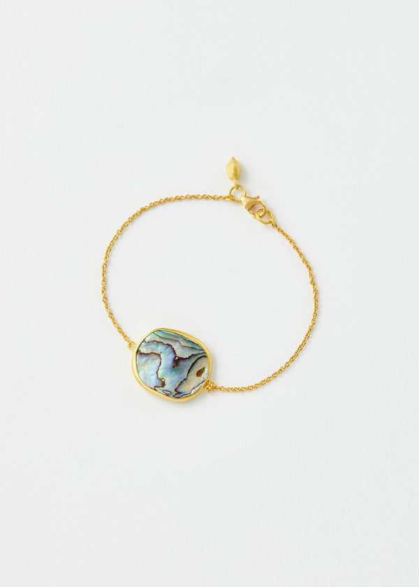 18kt Gold Venus Paua Shell Single Stone Bracelet