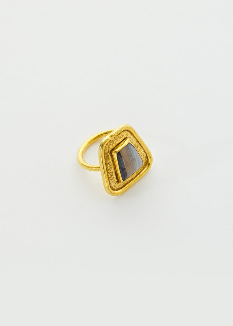 18kt Gold Vermeil PSTM Afghanistan Agate Monisa Ring