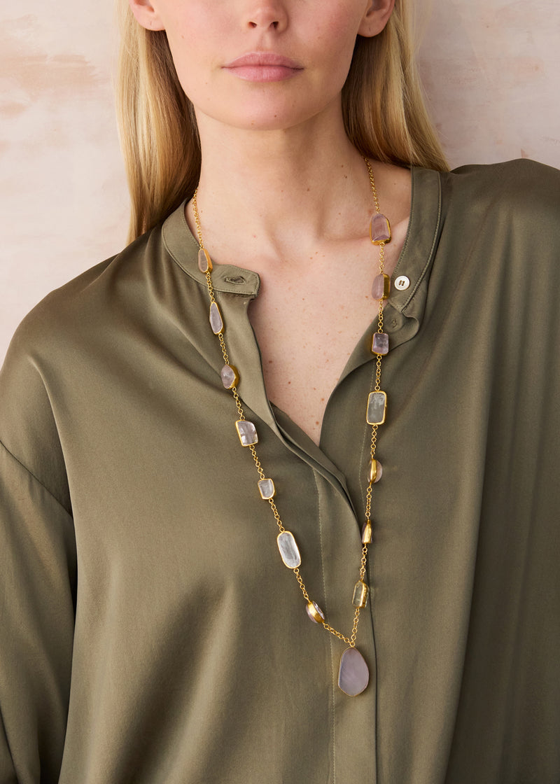 18kt Gold Vermeil PSTM Afghanistan Hamida Kunzite Long Necklace