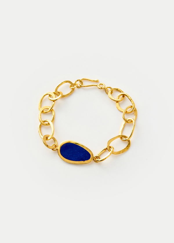 18kt Gold Vermeil PSTM Afghanistan Samar Anara Single Stone Lapis Bracelet