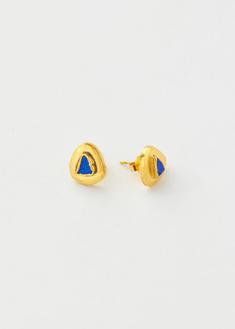 18kt Gold Vermeil PSTM Afghanistan Lapis Lazuli Iqra Stud Earrings