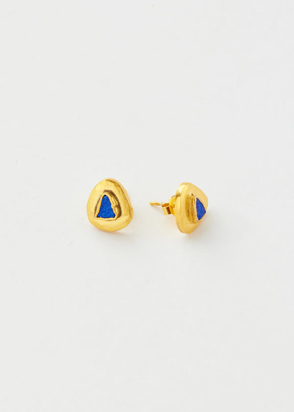 18kt Gold Vermeil PSTM Afghanistan Lapis Lazuli Iqra Studs