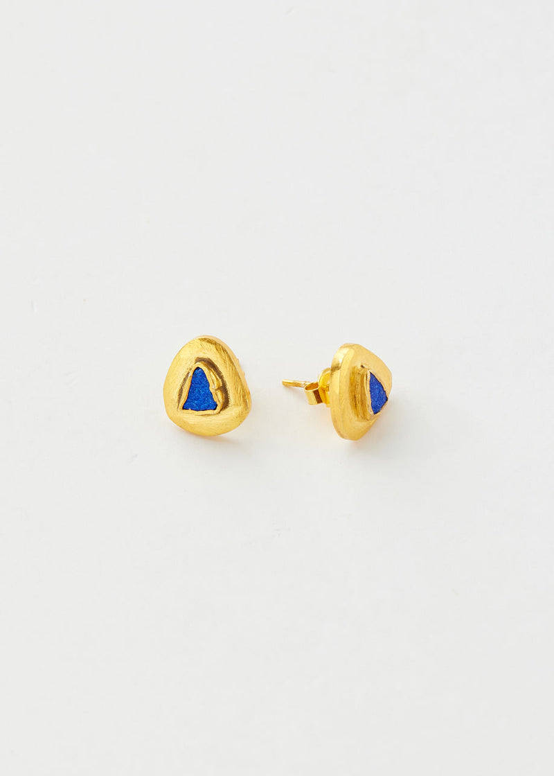 18kt Gold Vermeil PSTM Afghanistan Lapis Lazuli Iqra Studs