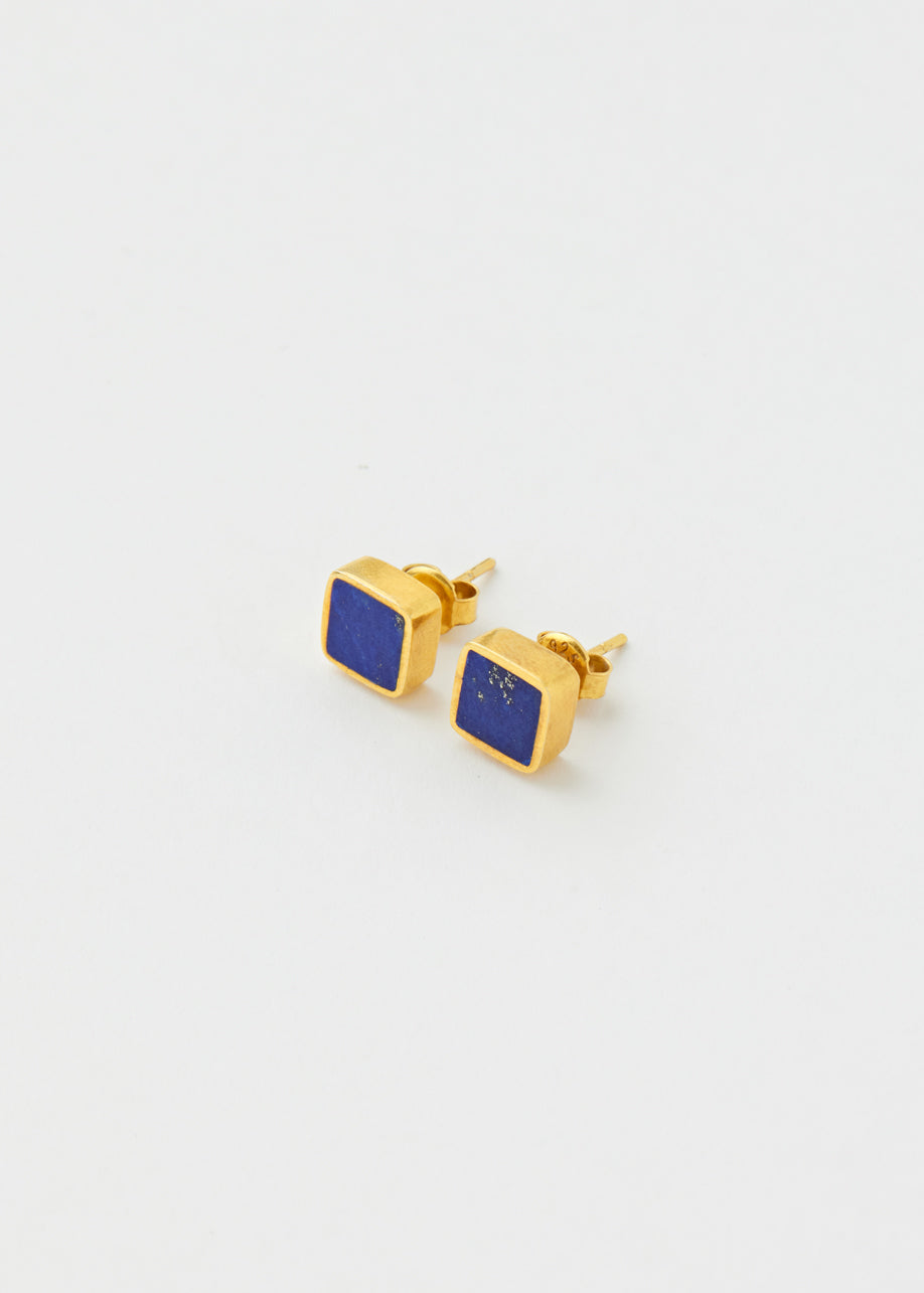 18kt Vermeil PSTM Afghanistan Lapis Square Studs