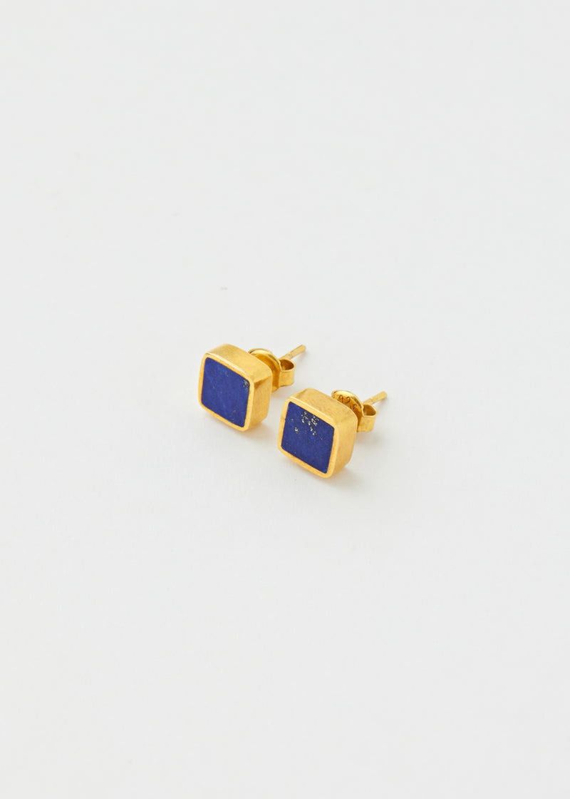 18kt Gold Vermeil PSTM Afghanistan Lapis Square Studs