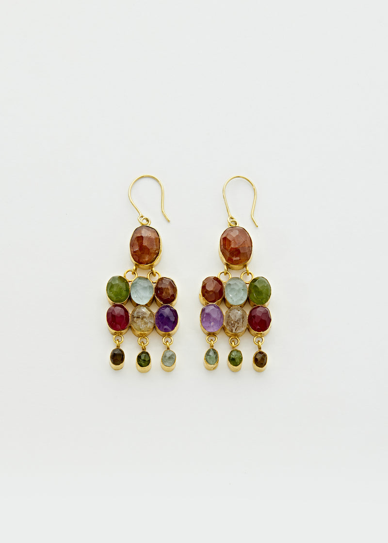 18kt Gold Vermeil PSTM Afghanistan Mixed Stones Shah Earrings