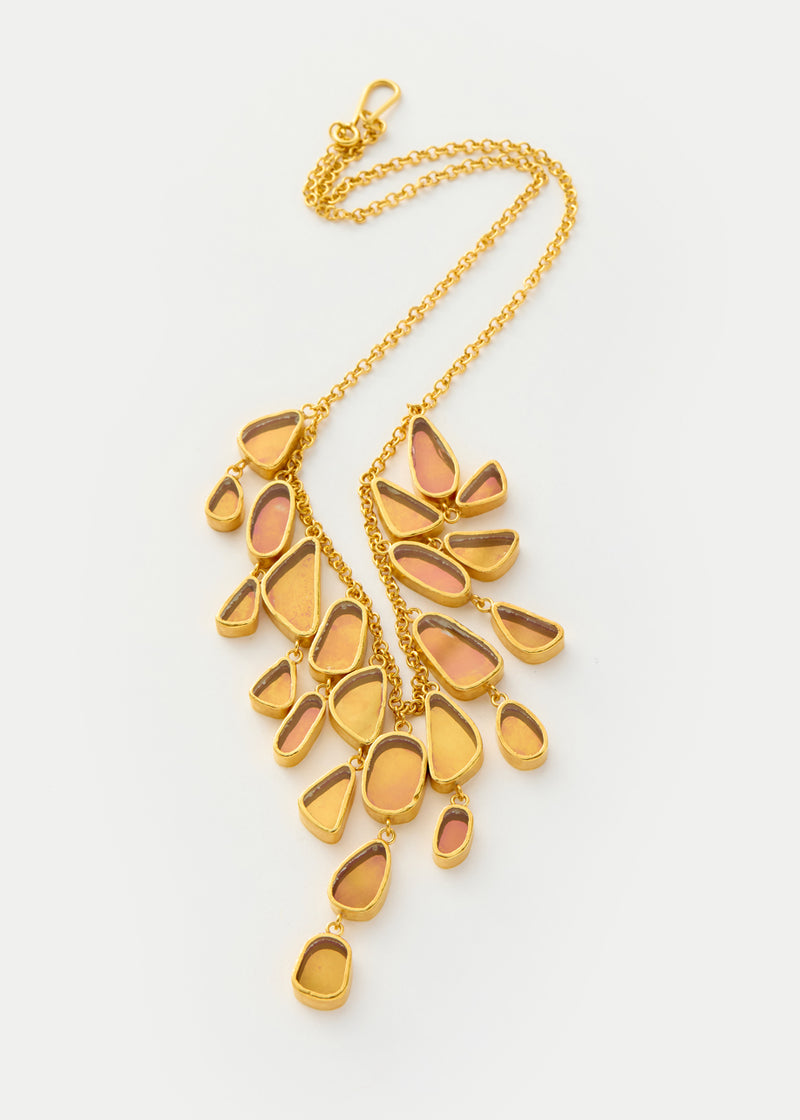 18kt Gold Vermeil PSTM Afghanistan Pink Fringe Necklace