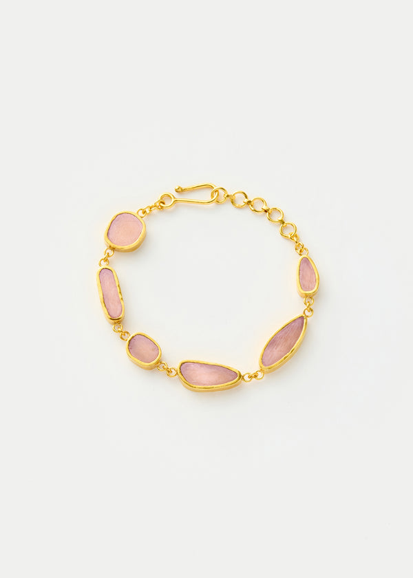 18kt Gold Vermeil PSTM Afghanistan Pink Glass Bracelet