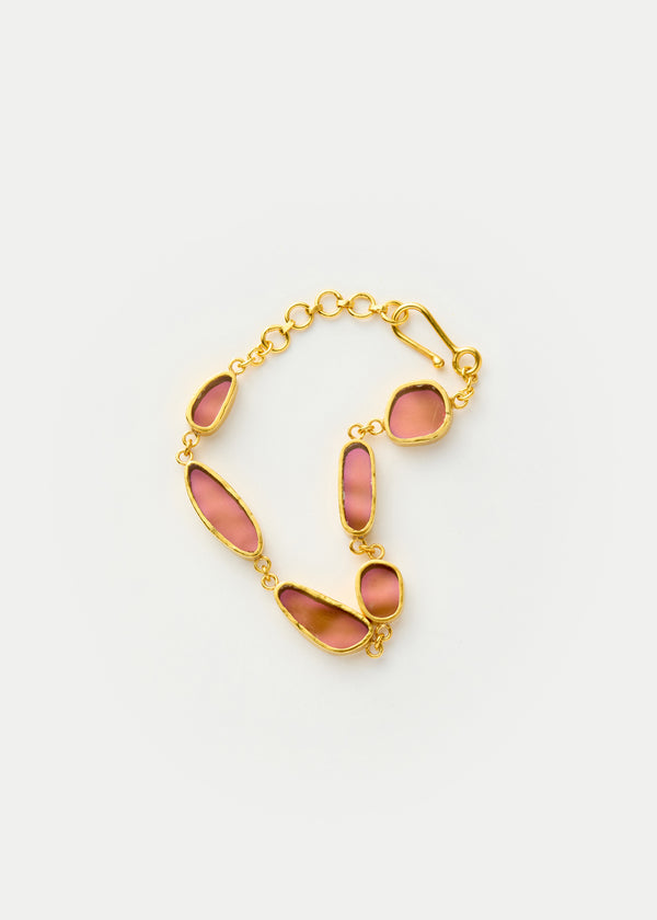 18kt Gold Vermeil PSTM Afghanistan Pink Glass Bracelet