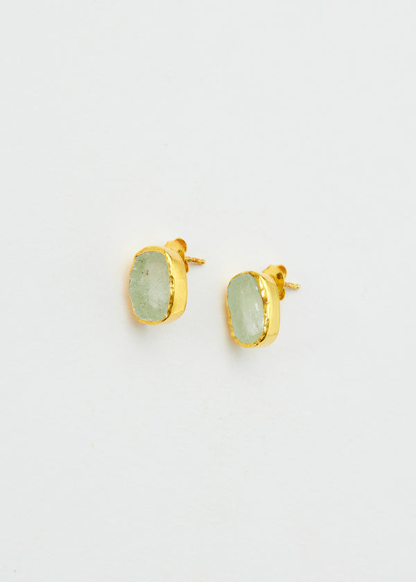 18kt Gold Vermeil PSTM Afghanistan Rough Aquamarine Fara Studs