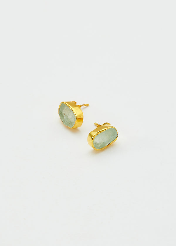 18kt Gold Vermeil PSTM Afghanistan Rough Aquamarine Fara Studs