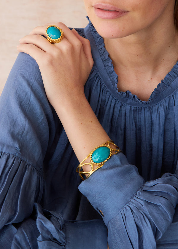 18kt Gold Vermeil PSTM Afghanistan Turquoise Anisa Cuff