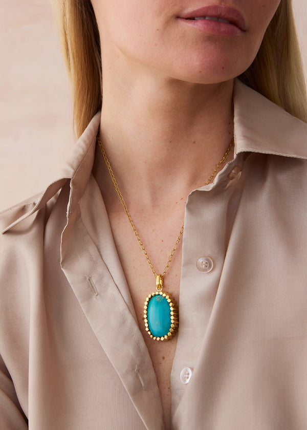 18kt Gold Vermeil PSTM Afghanistan Turquoise Anisa Pendant on Chain