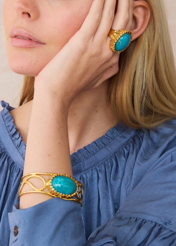 18kt Gold Vermeil PSTM Afghanistan Turquoise Anisa Ring