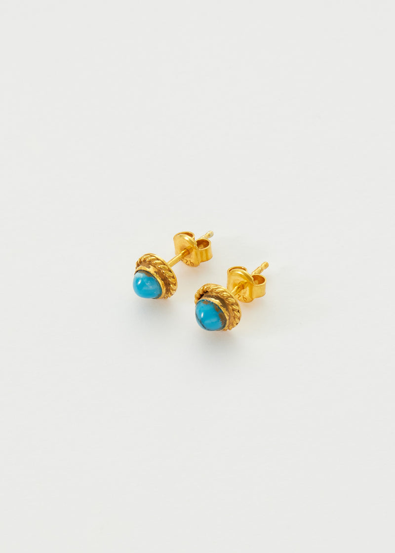 18kt Gold Vermeil PSTM Afghanistan Turquoise Mora Studs
