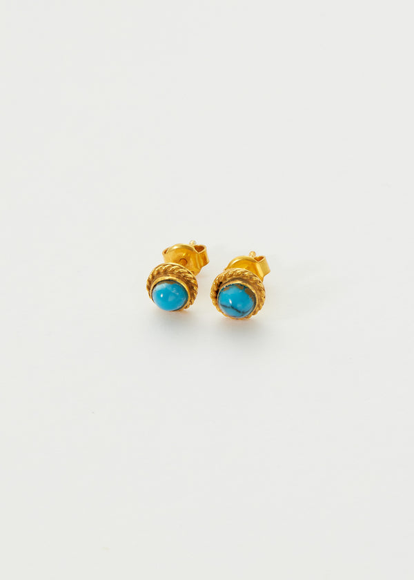 18kt Gold Vermeil PSTM Afghanistan Turquoise Mora Studs