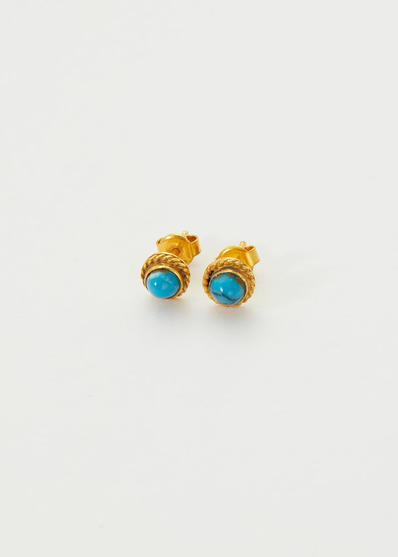 18kt Gold Vermeil PSTM Afghanistan Turquoise Mora Studs