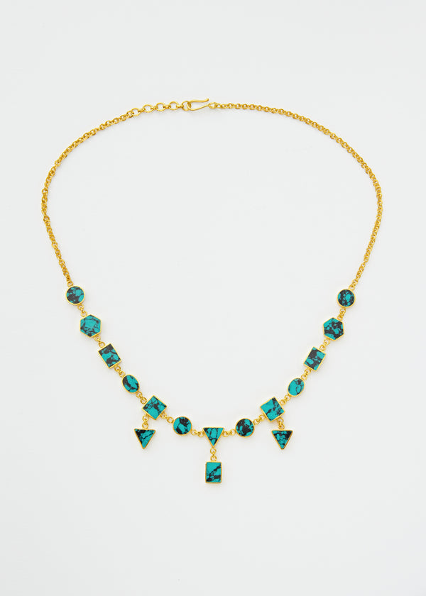 18kt Gold Vermeil PSTM Afghanistan Zindagi Sadia Turquoise Necklace