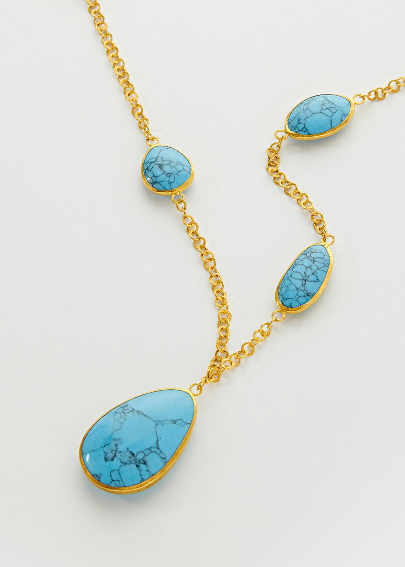 18kt Gold Vermeil PSTM Afghanistan Turquoise Shamshad Necklace
